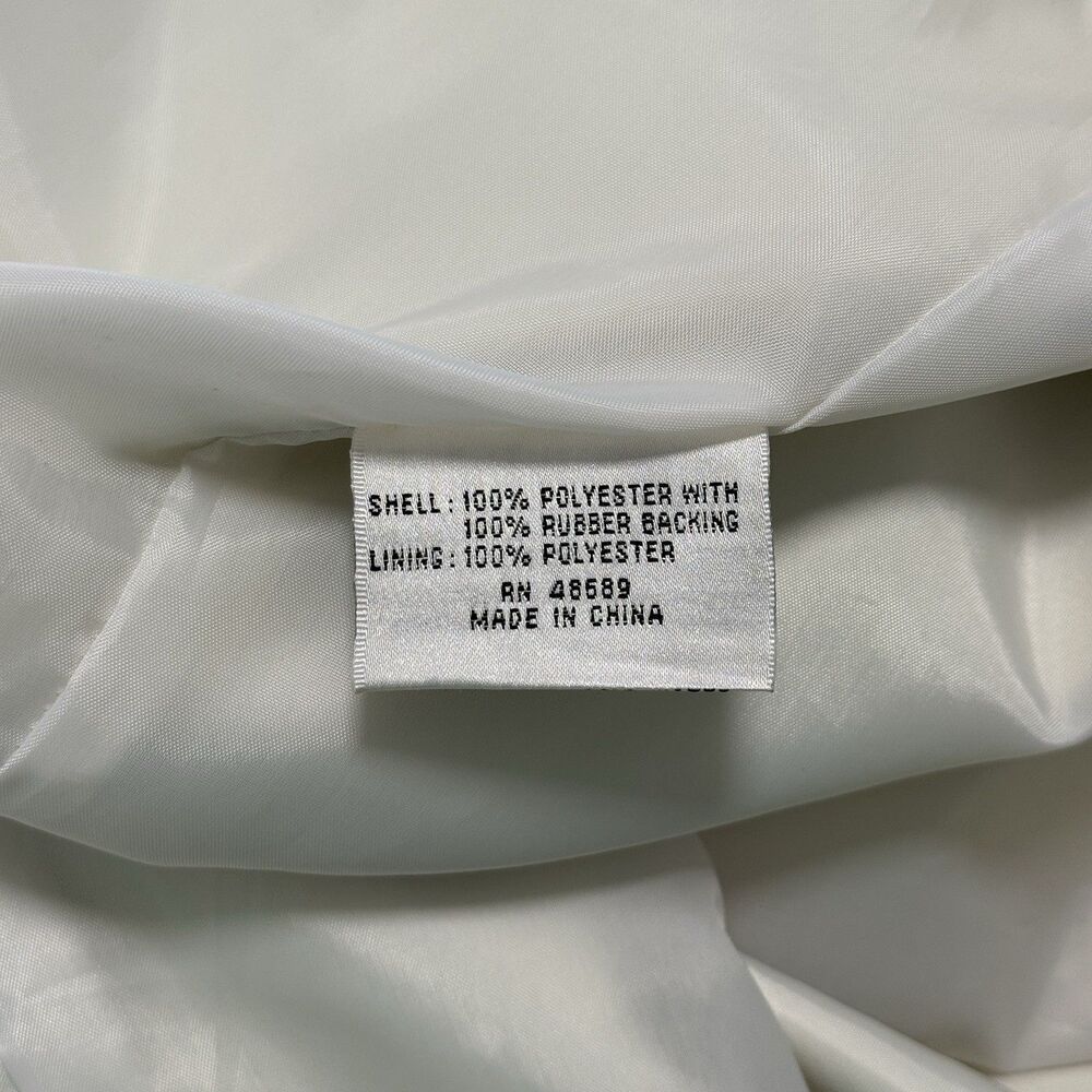 Vtg British Mist Trench Raincoat Womens 14 Ivory Shimmer Long Retro Classic 80s - Picture 15 of 16